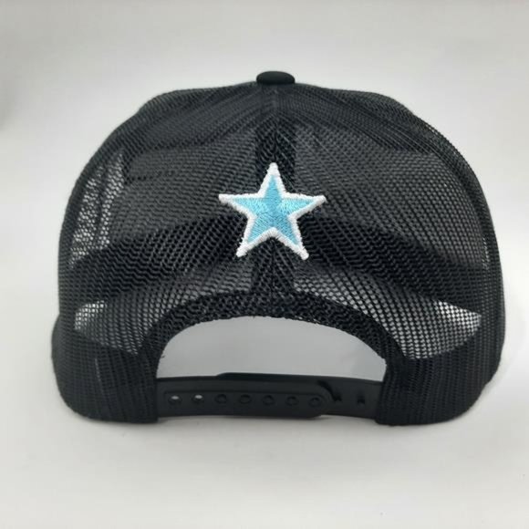 Western Cowboy Cartel Flat Bill Snapback Mesh Trucker Hat Cap Black Puff Embroid - Picture 3 of 5